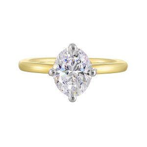 14K WYG 1/20 ct. tw. Diamond Hidden Halo Solitaire Engagement Ring. Semi Mount for 2 ct. tw. Oval Center.