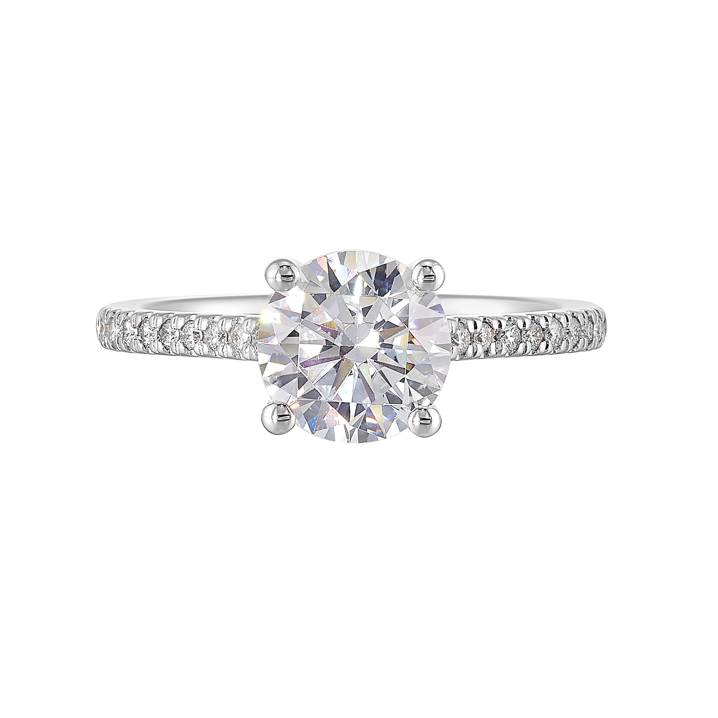 14K WG 1/5 ct. tw. Diamond Hidden Halo Accent Engagement Ring. Semi Mount for 1 1/2 ct. tw. Round Center.