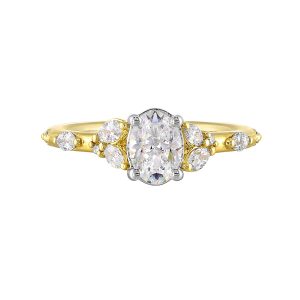14K WYG 1/3 ct. tw. Diamond Nature Inspired Engagement Ring. Semi Mount for 1 ct. tw. Oval Center.