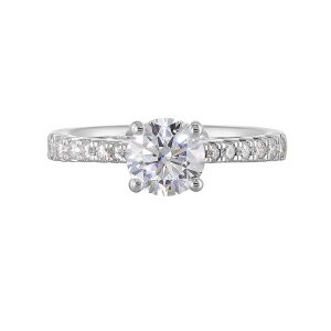 14K WG 1/3 ct. tw. Diamond Hidden Halo Accent Engagement Ring. Semi Mount for 1 ct. tw. Round Center.
