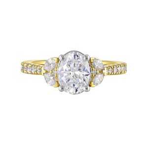 14K WYG 1/2 ct. tw. Diamond Nature Inspired Engagement Ring. Semi Mount for 1 1/2 ct. tw. Oval Center.