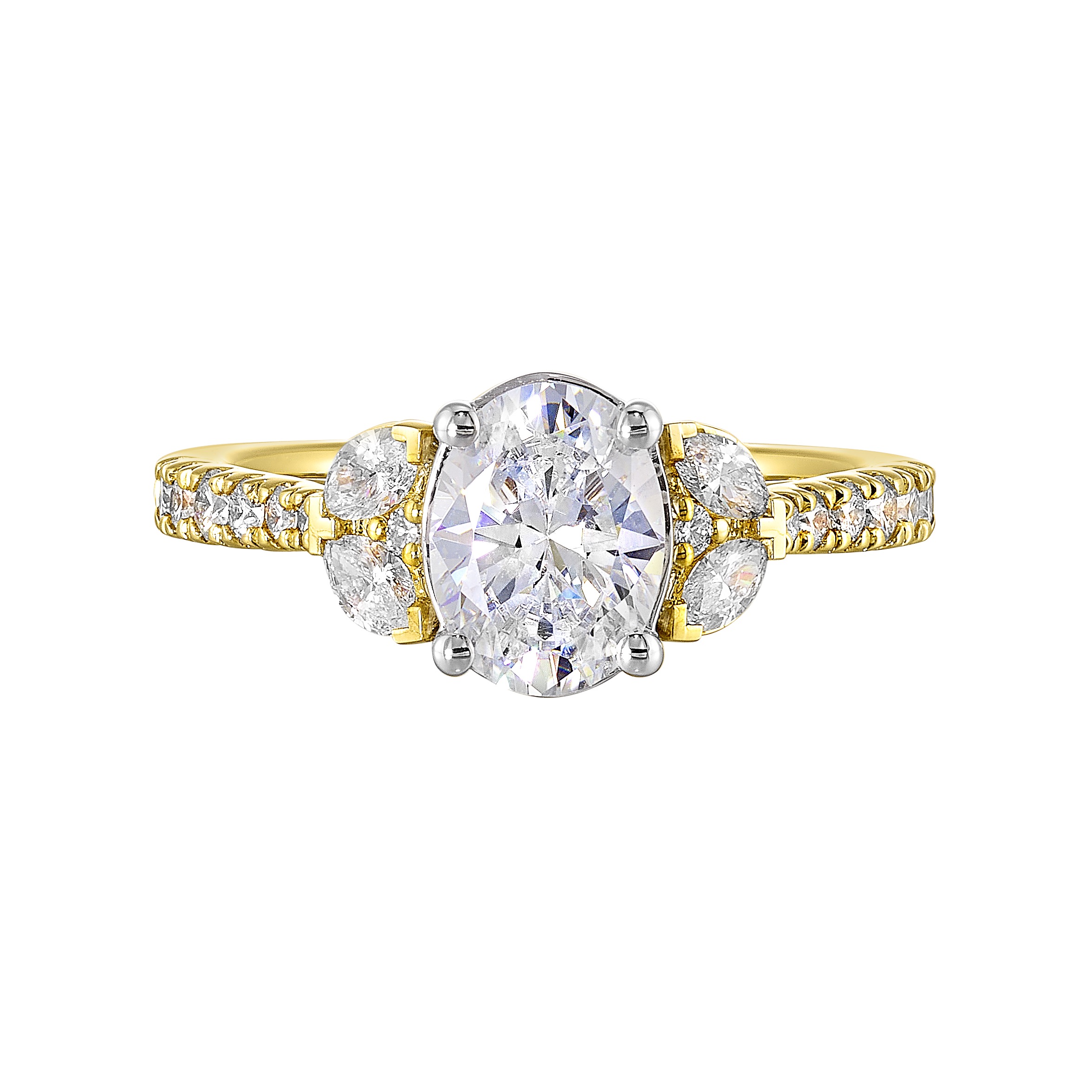 14K WYG 1/2 ct. tw. Diamond Nature Inspired Engagement Ring. Semi Mount for 1 1/2 ct. tw. Oval Center.