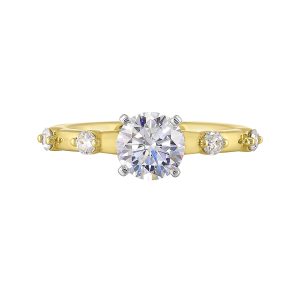 14K WYG 1/6 ct. tw. Diamond Solitaire Engagement Ring. Semi Mount for 1 ct. tw. Round Center.