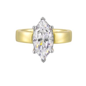 14K WYG 1/10 ct. tw. Diamond Hidden Halo Solitaire Engagement Ring. Semi Mount for 2 1/2 ct. tw. Marquise Center.