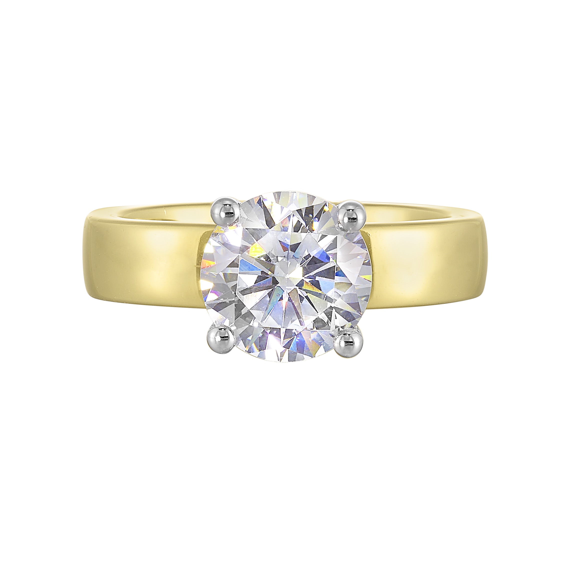 14K WYG 1/10 ct. tw. Diamond Hidden Halo Solitaire Engagement Ring. Semi Mount for 2 ct. tw. Round Center.