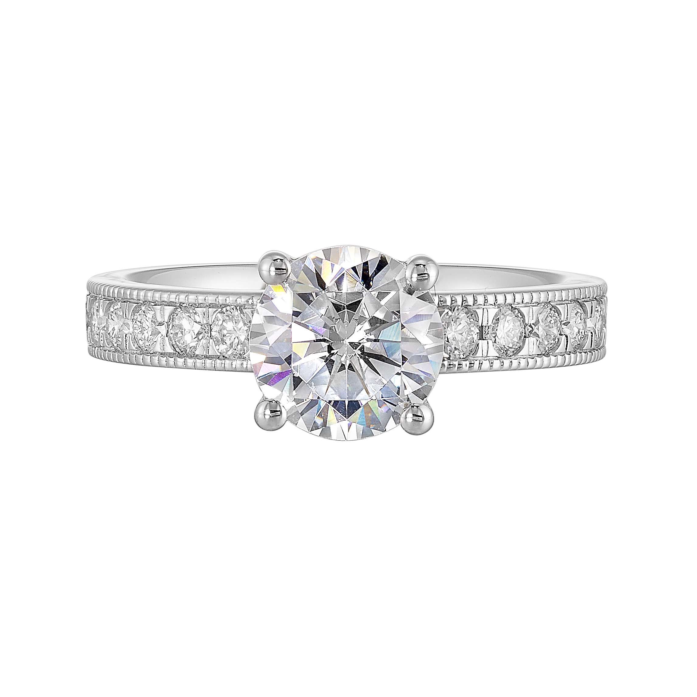 14K WG 3/8 ct. tw. Diamond Engagement Ring. Semi Mount for 1 1/2 ct. tw. Round Center.