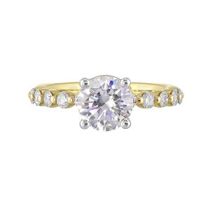 14K WYG 3/8 ct. tw. Diamond Engagement Ring. Semi Mount for 1 1/2 ct. tw. Round Center.