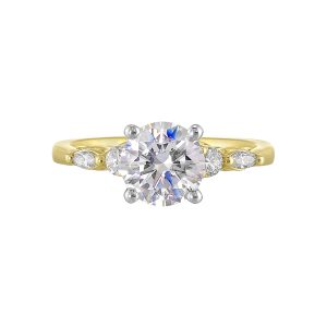14K WYG 1/5 ct. tw. Diamond Engagement Ring. Semi Mount for 1 1/2 ct. tw. Round Center.