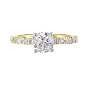 14K WYG 1/6 ct. tw. Diamond Engagement Ring. Semi Mount for 1 ct. tw. Round Center.