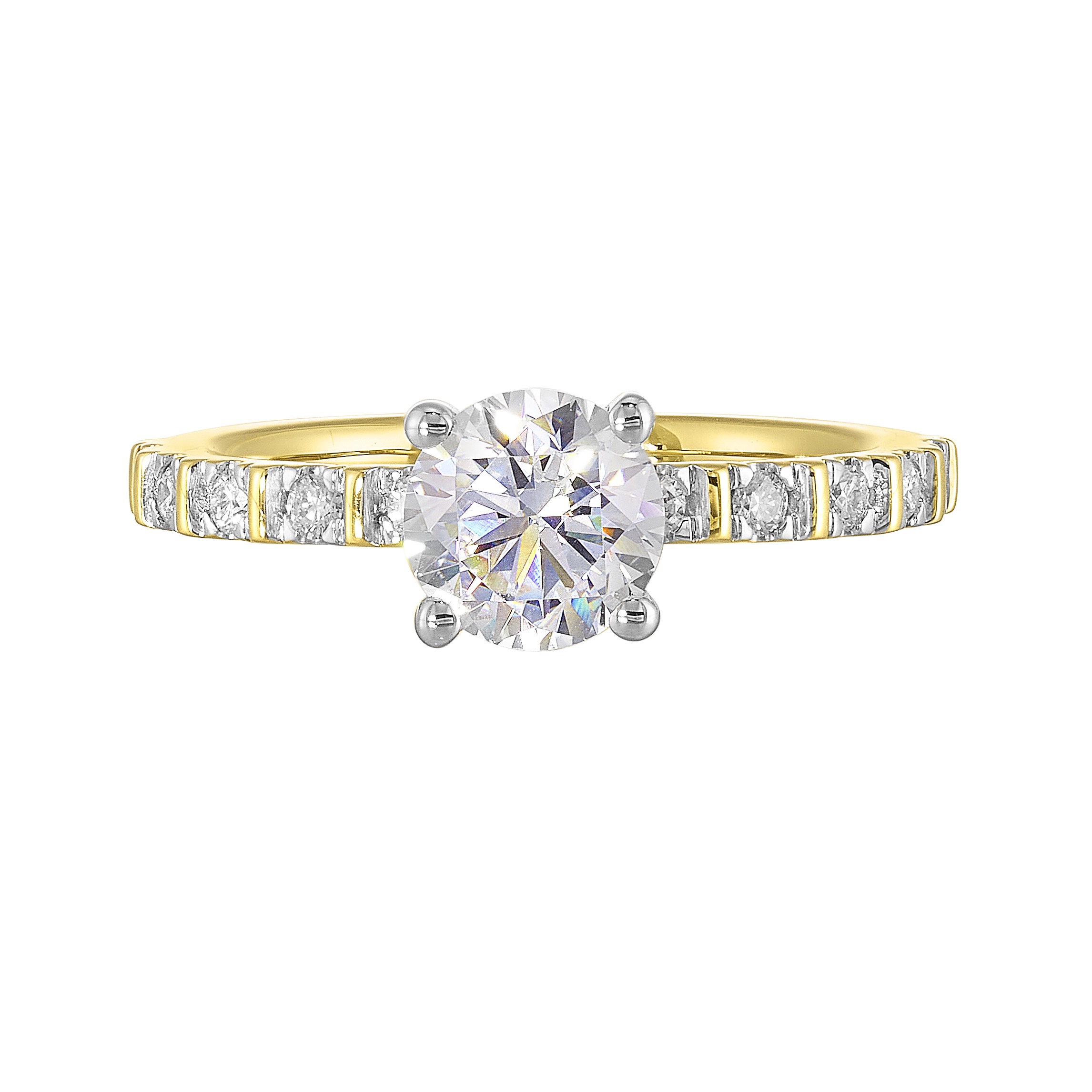 14K WYG 1/6 ct. tw. Diamond Engagement Ring. Semi Mount for 1 ct. tw. Round Center.