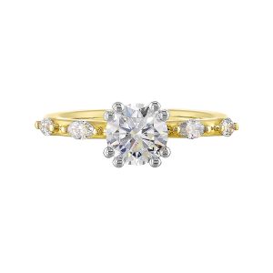 14K WYG 1/4 ct. tw. Diamond Engagement Ring. Semi Mount for 1 ct. tw. Round Center.