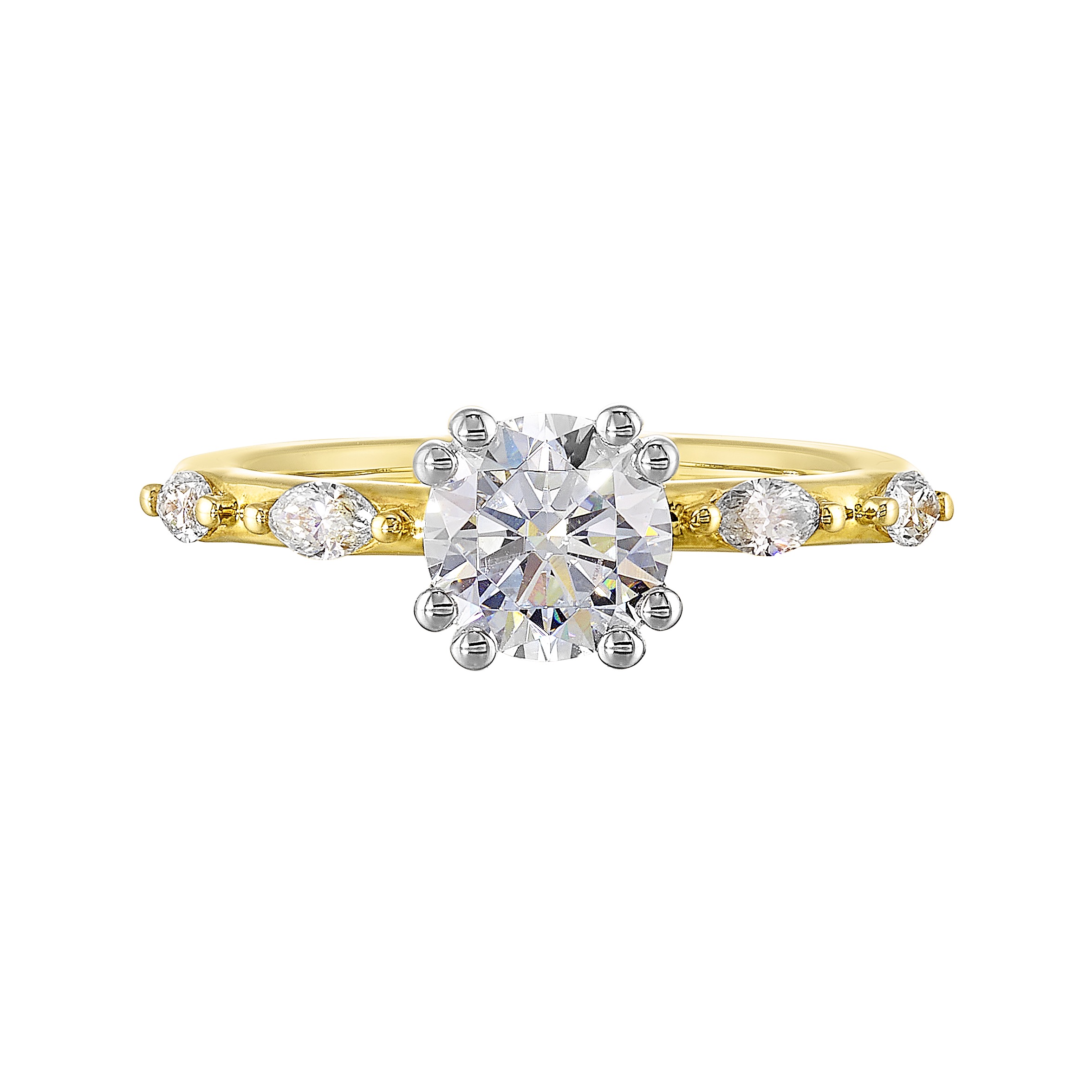 14K WYG 1/4 ct. tw. Diamond Engagement Ring. Semi Mount for 1 ct. tw. Round Center.