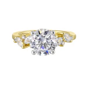 14K WYG 1/2 ct. tw. Diamond Nature Inspired Engagement Ring. Semi Mount for 2 ct. tw. Round Center.