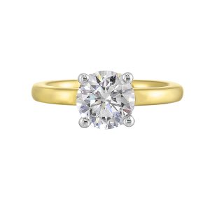 14K WYG 1/15 ct. tw. Diamond Hidden Halo Engagement Ring. Semi Mount for 2 ct. tw. Round Center.