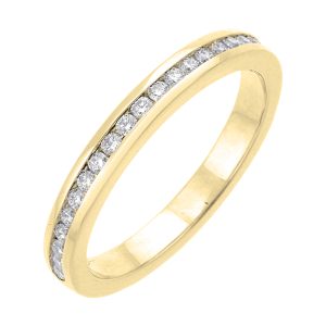 14K YG 1/4 ct. tw. Diamond Half Eternity Channel Wedding Band