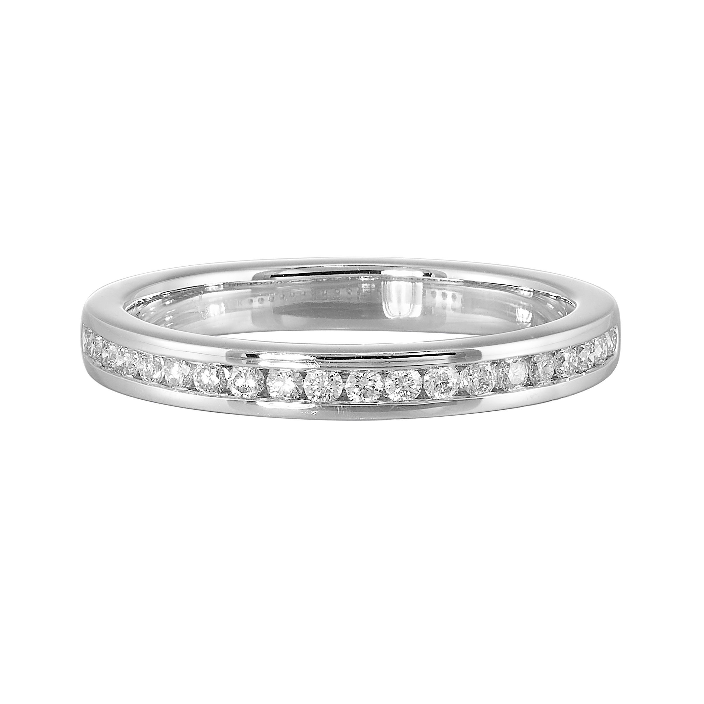 14K WG 1/5 ct. tw. Diamond Half Eternity Channel Wedding Band