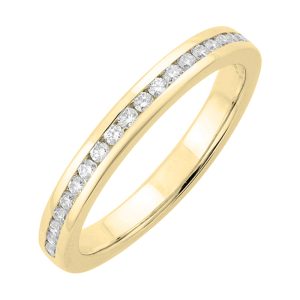 14K YG 1/5 ct. tw. Diamond Half Eternity Channel Wedding Band