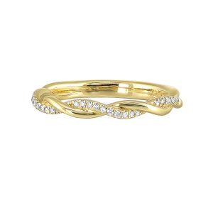 14K YG 1/10 ct. tw. Diamond Twist Wedding Band