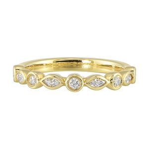 14K YG 1/3 ct. tw. Diamond Alternating Round & Marquise Bezel Set Wedding Band